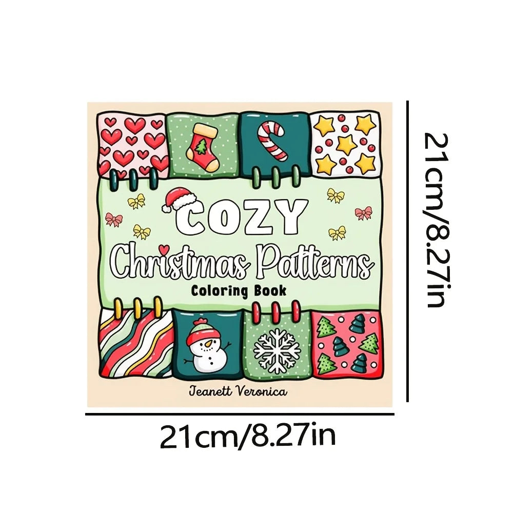 Livre de coloriage de Cozy Christmas Patterns. 41 pages, thèmes mixtes, édition Deluxe