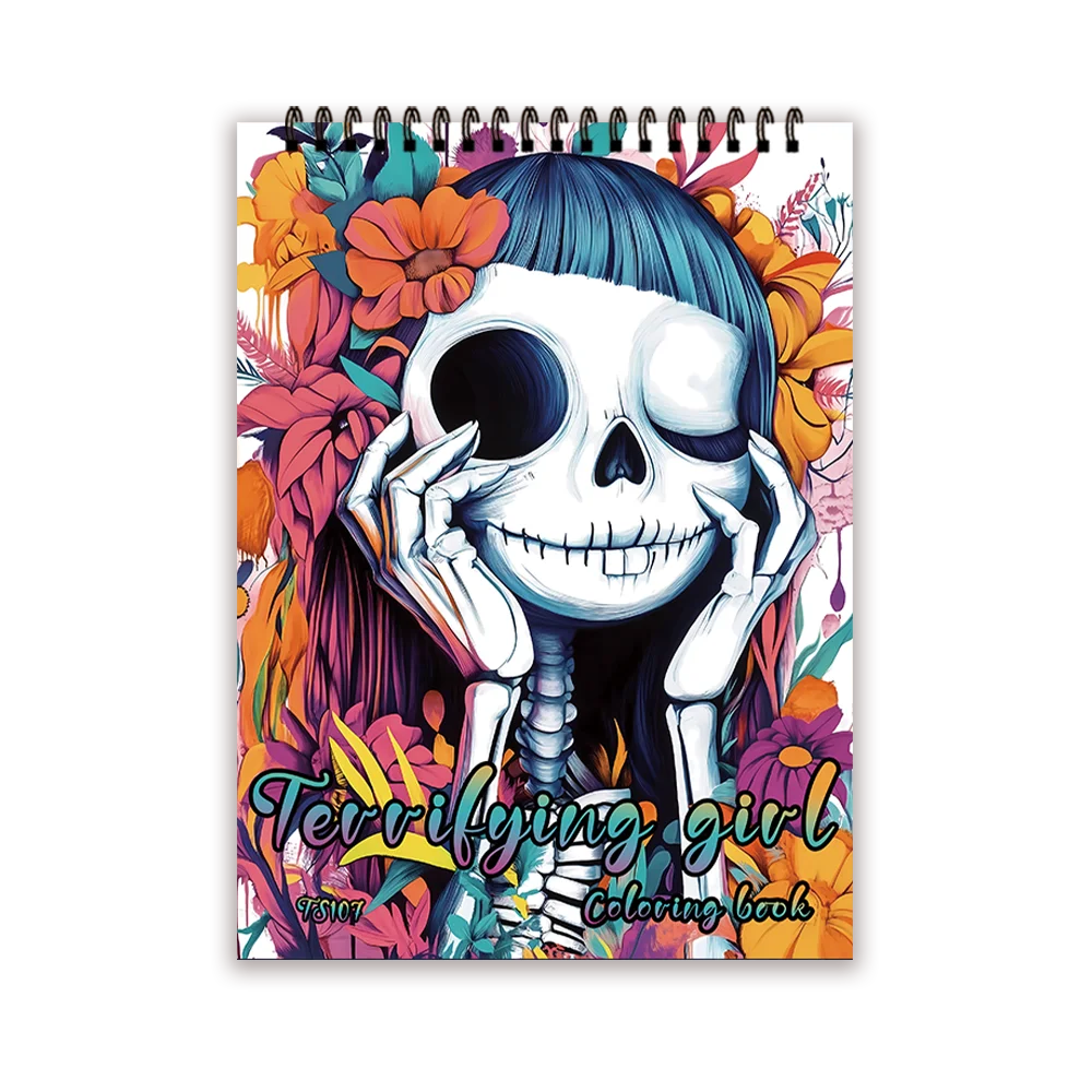 Coloring Books 30 Sheets 100gsm for Adults Flower Girl Flower Skeleton