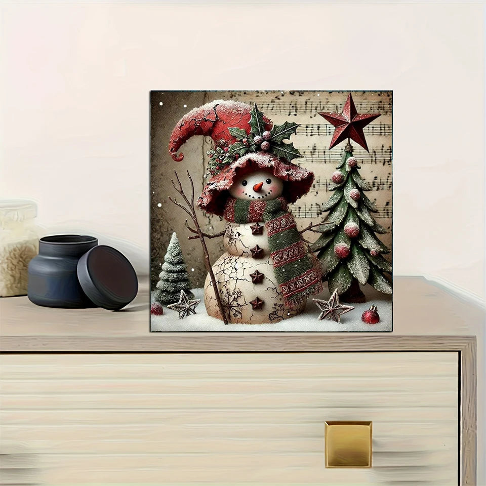 Kit de peinture à diamants Vintage bonhomme de neige de noël