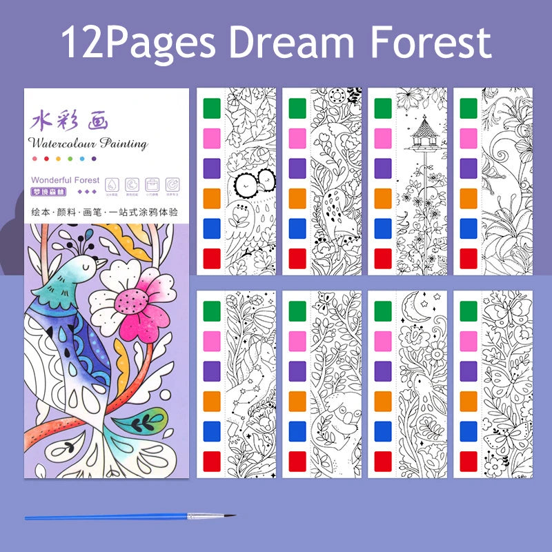 Books of 12 or 20 sheets of paper to paint with water paint for children