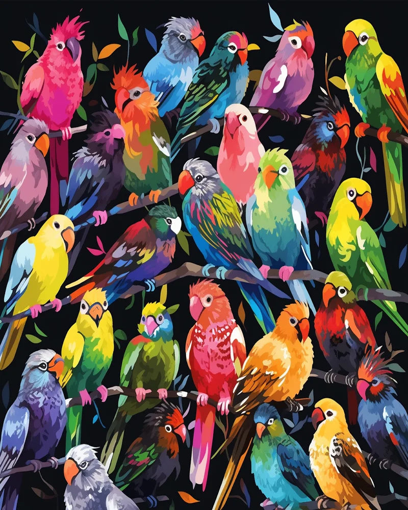 Painting by numbers Parrots