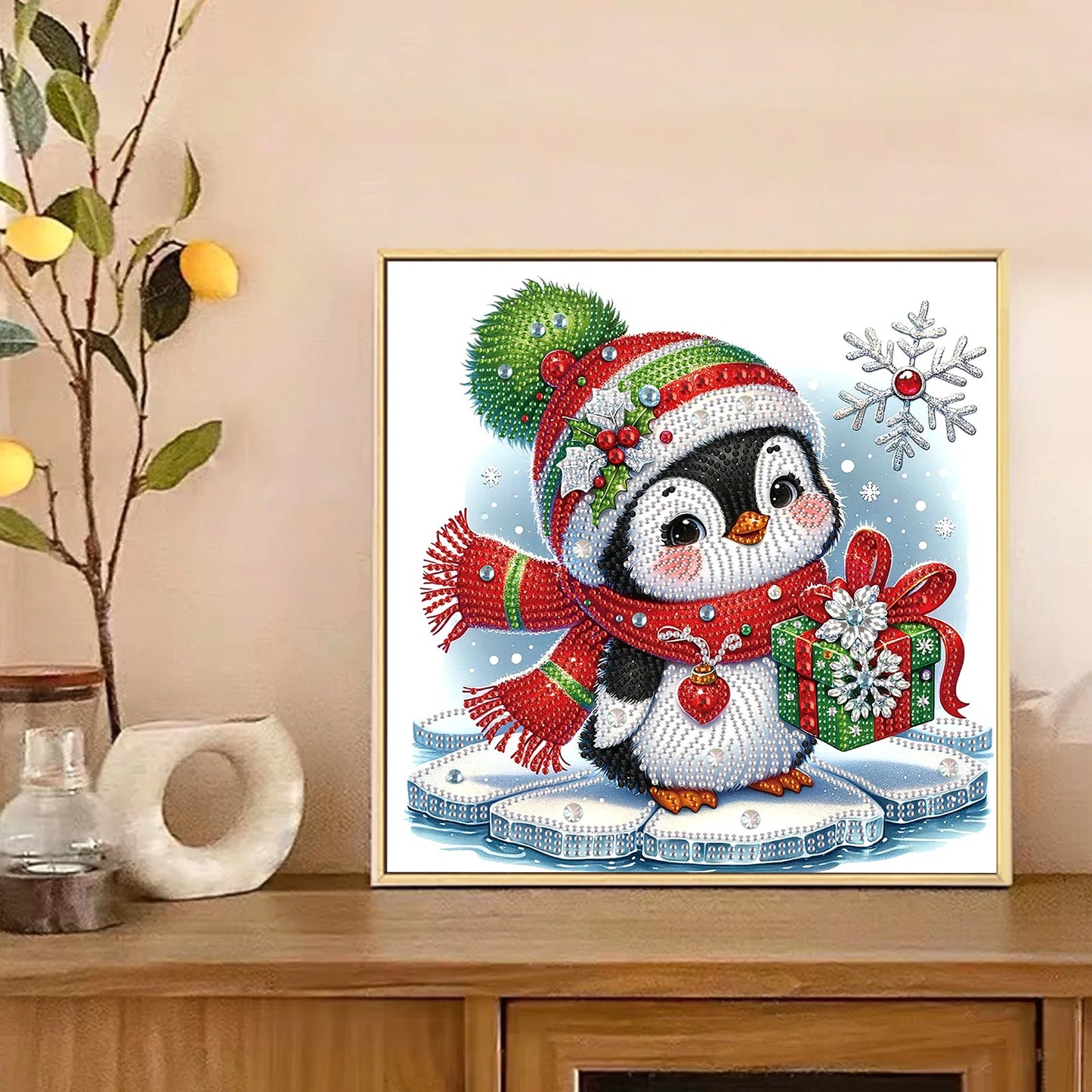 Kit de peinture à diamants pour adulte, pingouin mignon