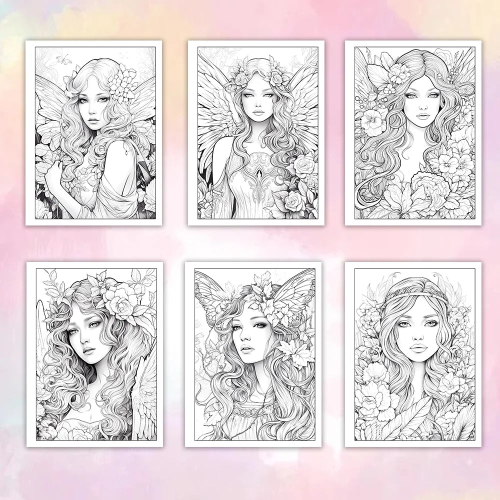 Libro para colorear de hadas de las flores para adultos y adolescentes (papel de 100 g/m²)