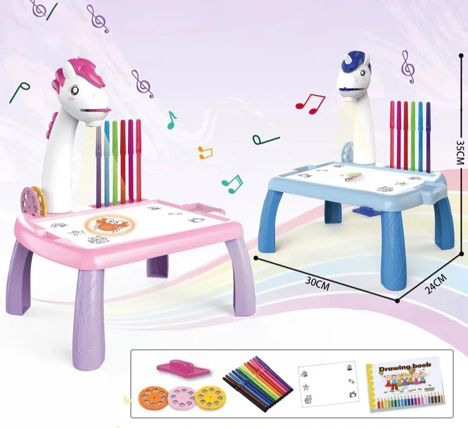 Mesa de dibujo infantil de unicornio