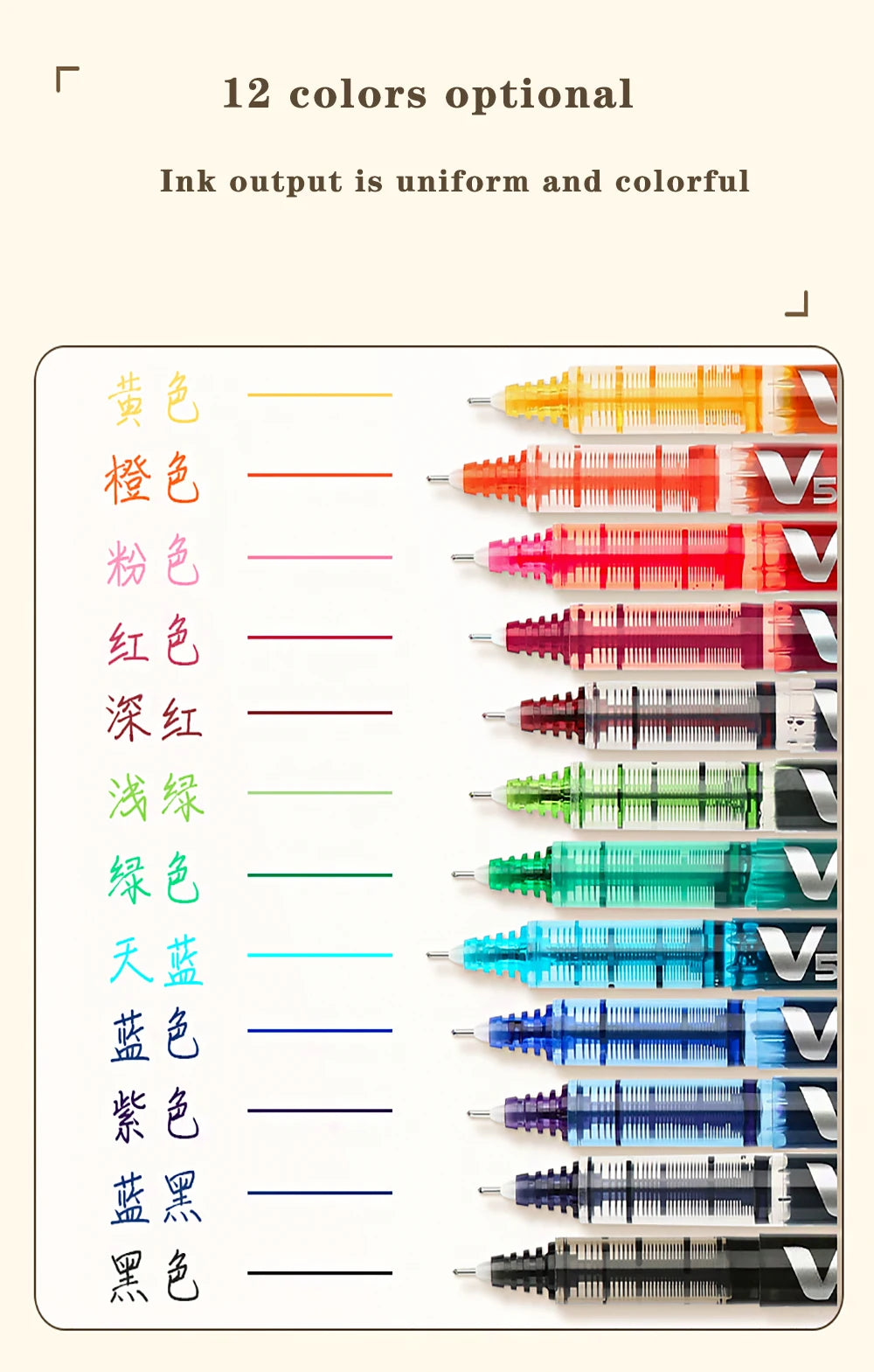 12 stylos style Pilot BX-V5 Gel 0.5mm