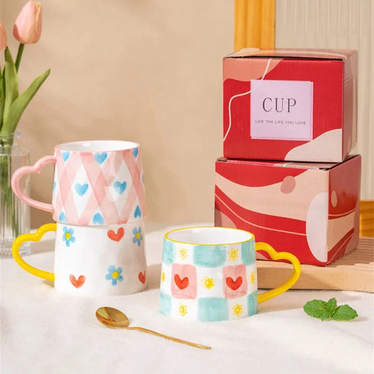 Jolie tasse en céramique faite main 300ml Petits cœurs d'amour