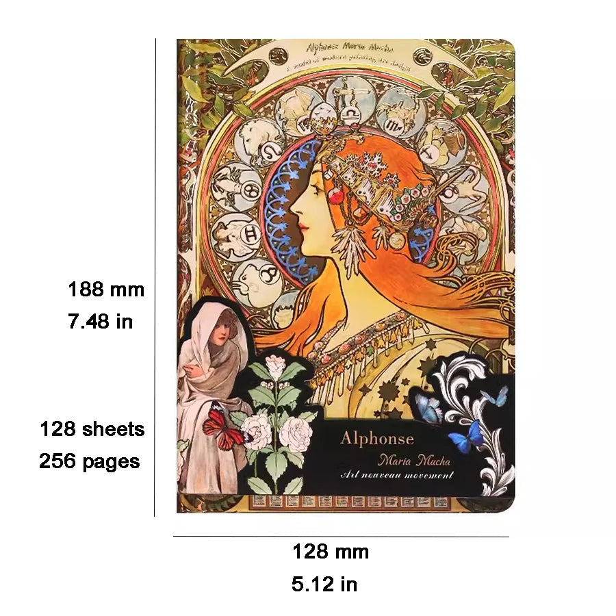 Retro notebook of Mucha's works