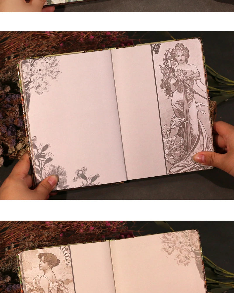 Retro notebook of Mucha's works