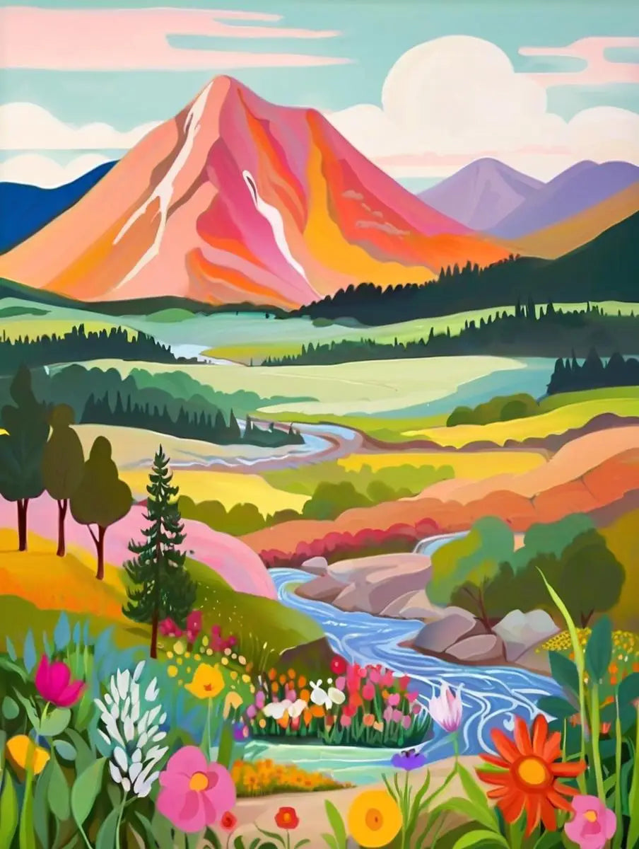 Peintures par numéros Paysages roses Montagnes