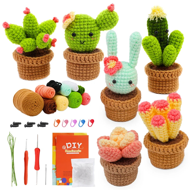 Kit de crochet pour débutant 3 ou 6 modèles Plantes