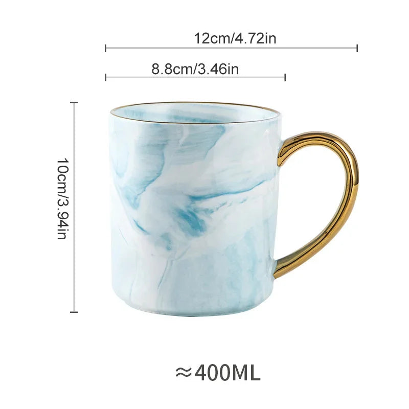 Tasse marbrée de style nordique à bord doré 400ml