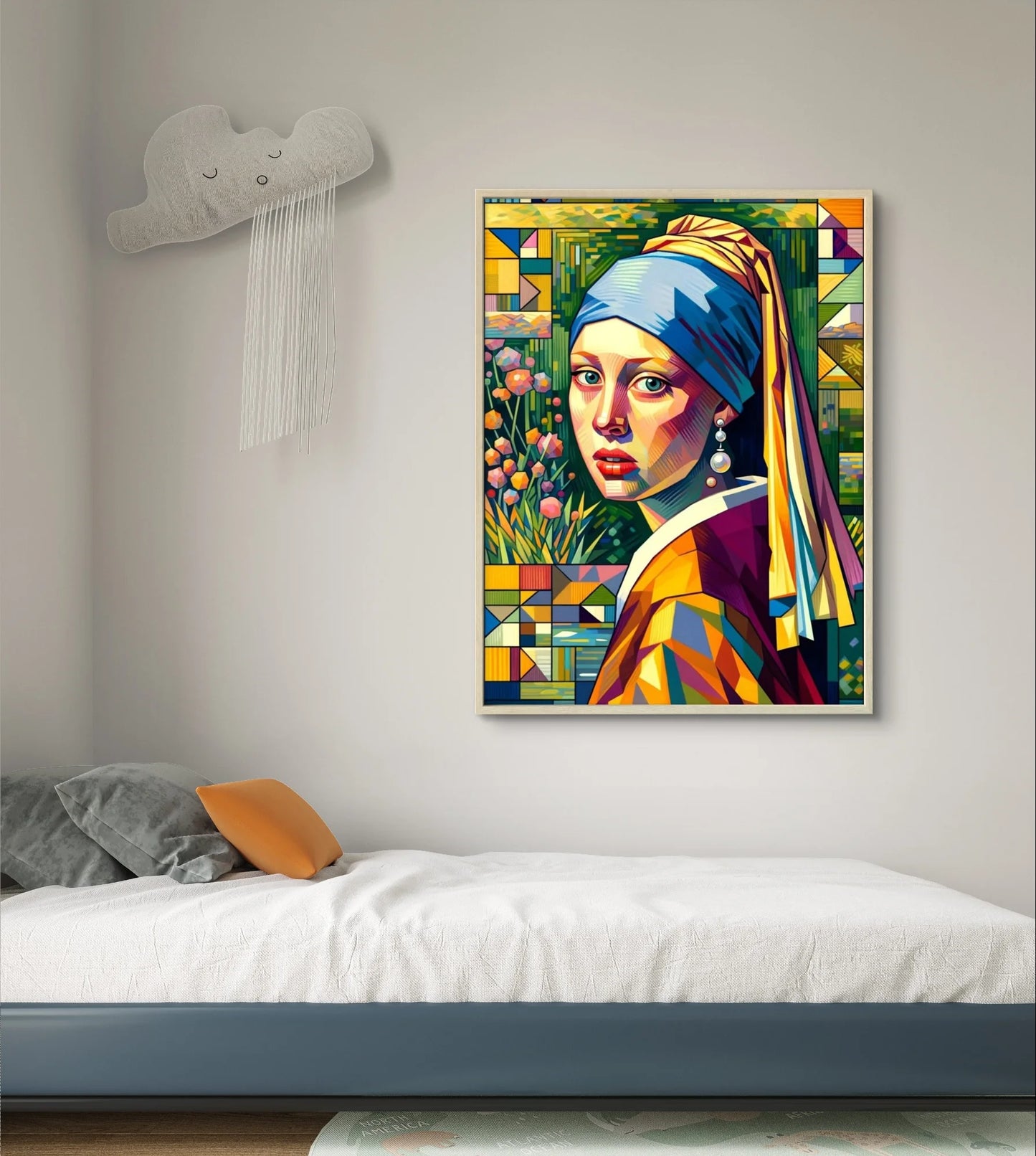 Ensemble de peinture à diamants ronds Jeune Fille à la perle en mosaïque