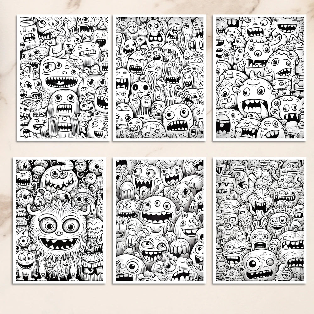 Cute Monsters Coloring Book for Teens and Adults