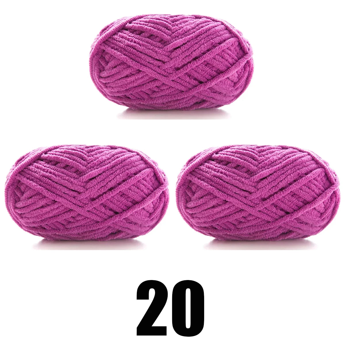 3 Pelotes de laine chenille épaisse et douce en velours 50gr x 3