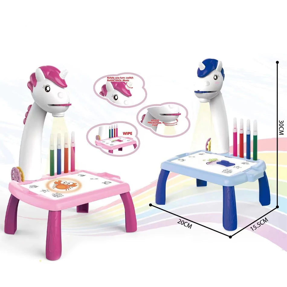 Mesa de dibujo infantil de unicornio