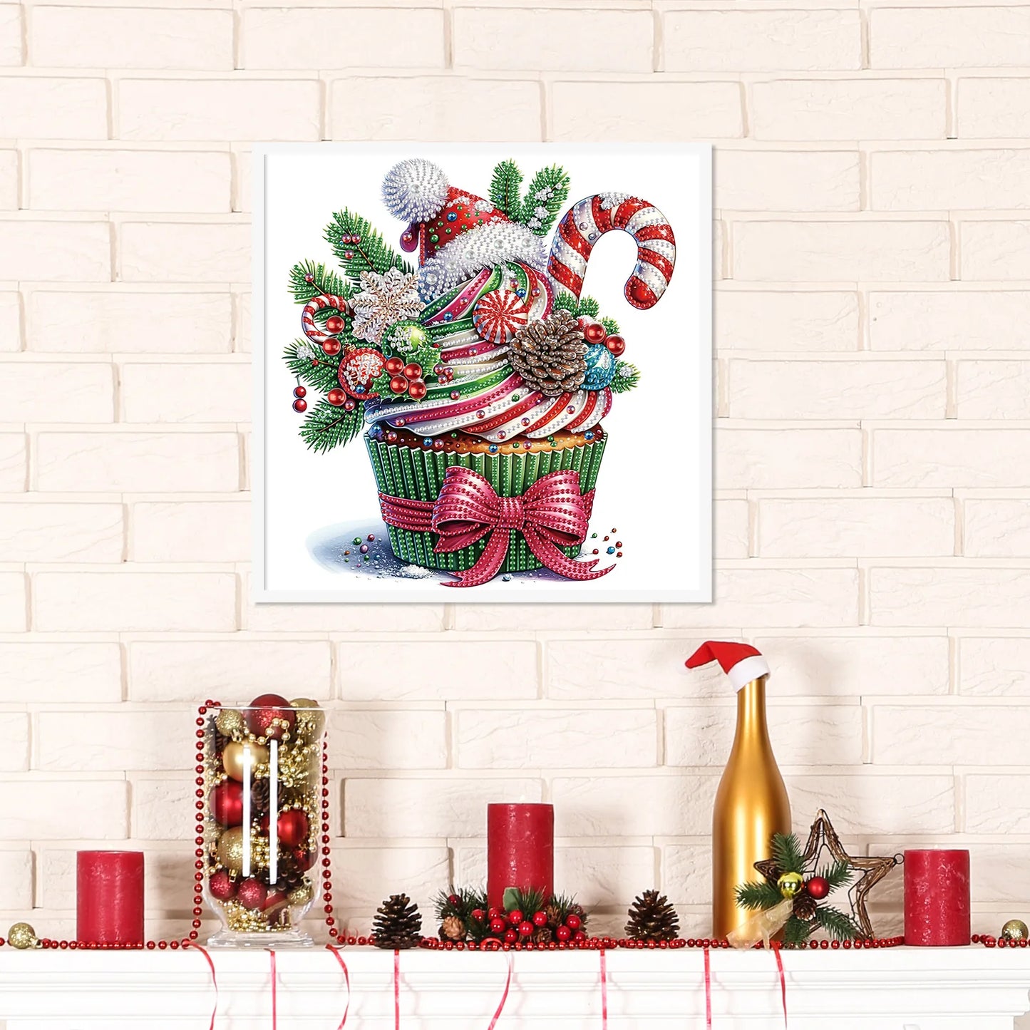 Kit de peinture à diamants de forme spéciale pour débutants et adultes, gâteau de noël