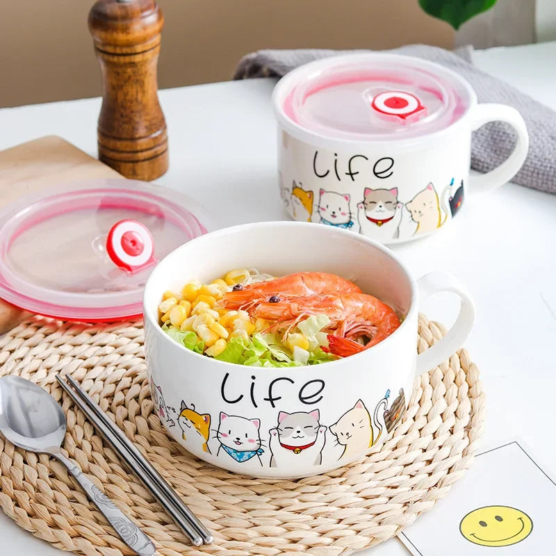 Tasse bol en céramique Chats 600-1100ml pour repas Boite à lunch
