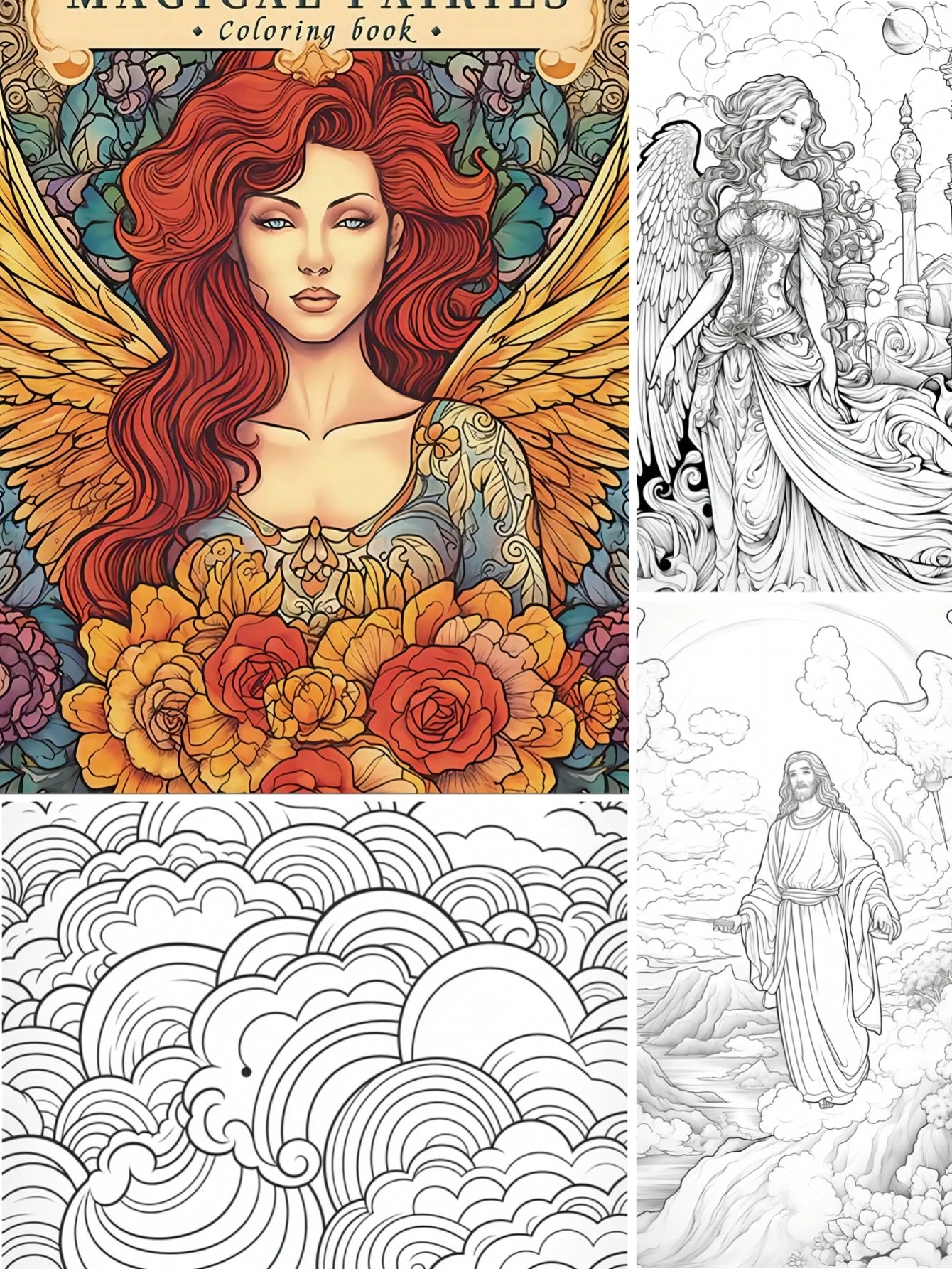 22-page anti-stress coloring book Angelic landscapes