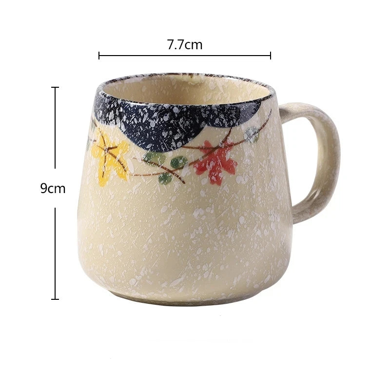 Tasse de style japonais rétro de 380ml avec ou sans couvercle et cuillère