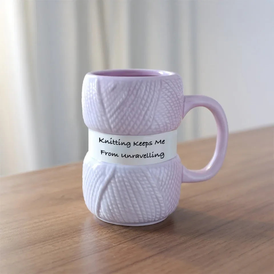 Colorful wool ball shaped mug