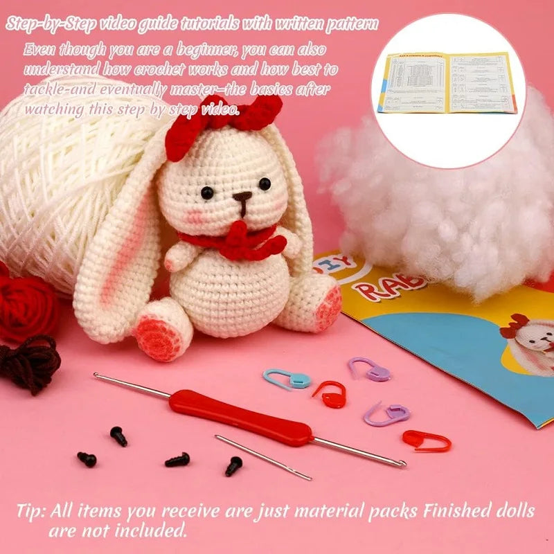 1 DIY crochet kit for beginners rabbit or penguin or llama