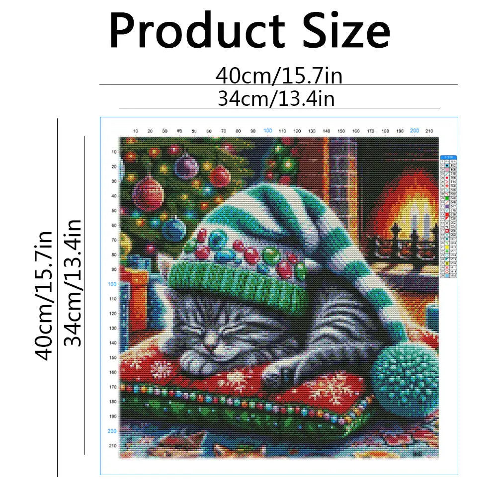 Kit de point de croix Chaton de Noel