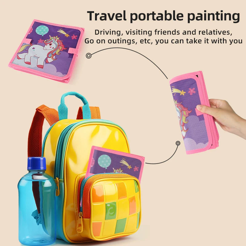 Reusable Folding Drawing Book for Kids with 12 Colored Pens