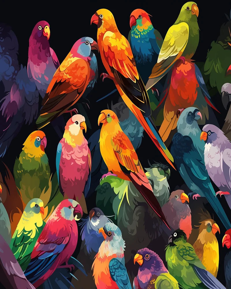 Painting by numbers Parrots