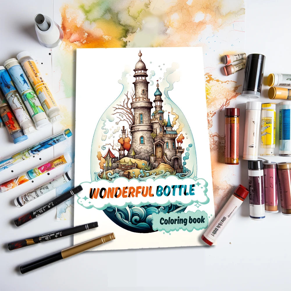 Wonderful Bottles Adult Coloring Book 25 Different Designs 100gsm