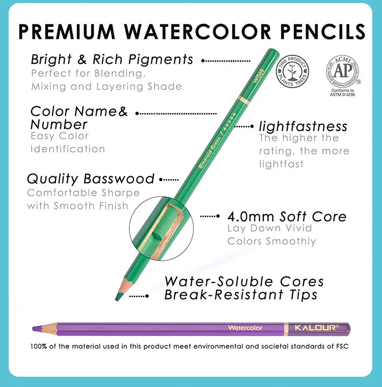 KALOUR 120/72 Premium Watercolor Pencils