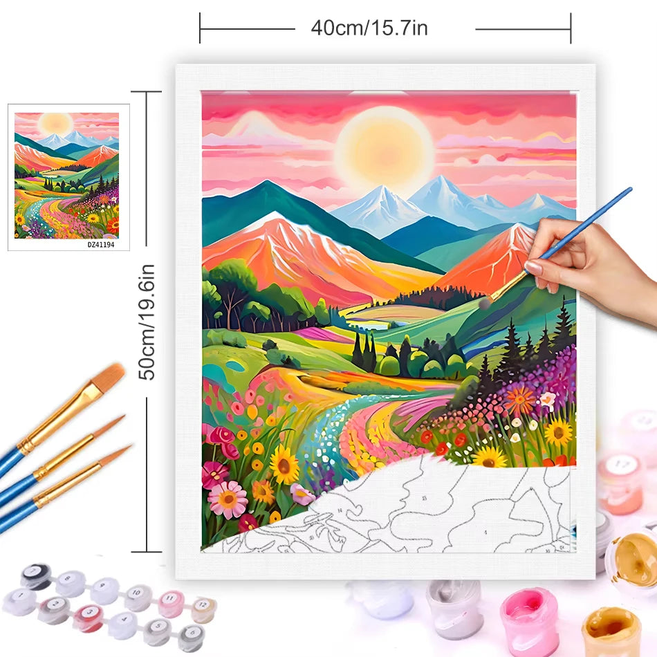 Peintures par numéros Paysages roses Montagnes