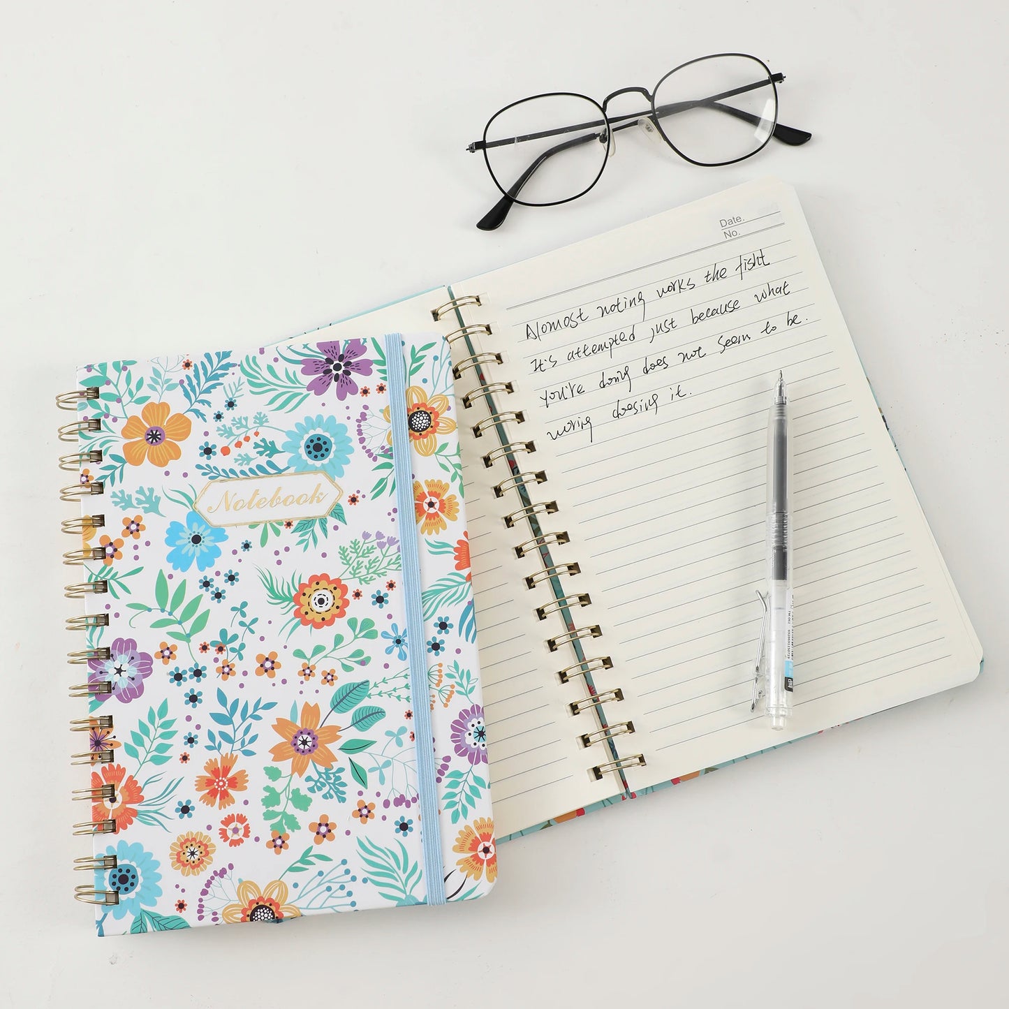 Spiral Notebooks Pretty Flowers Hard Cover 5.5 X 8.3inch 160 Pages