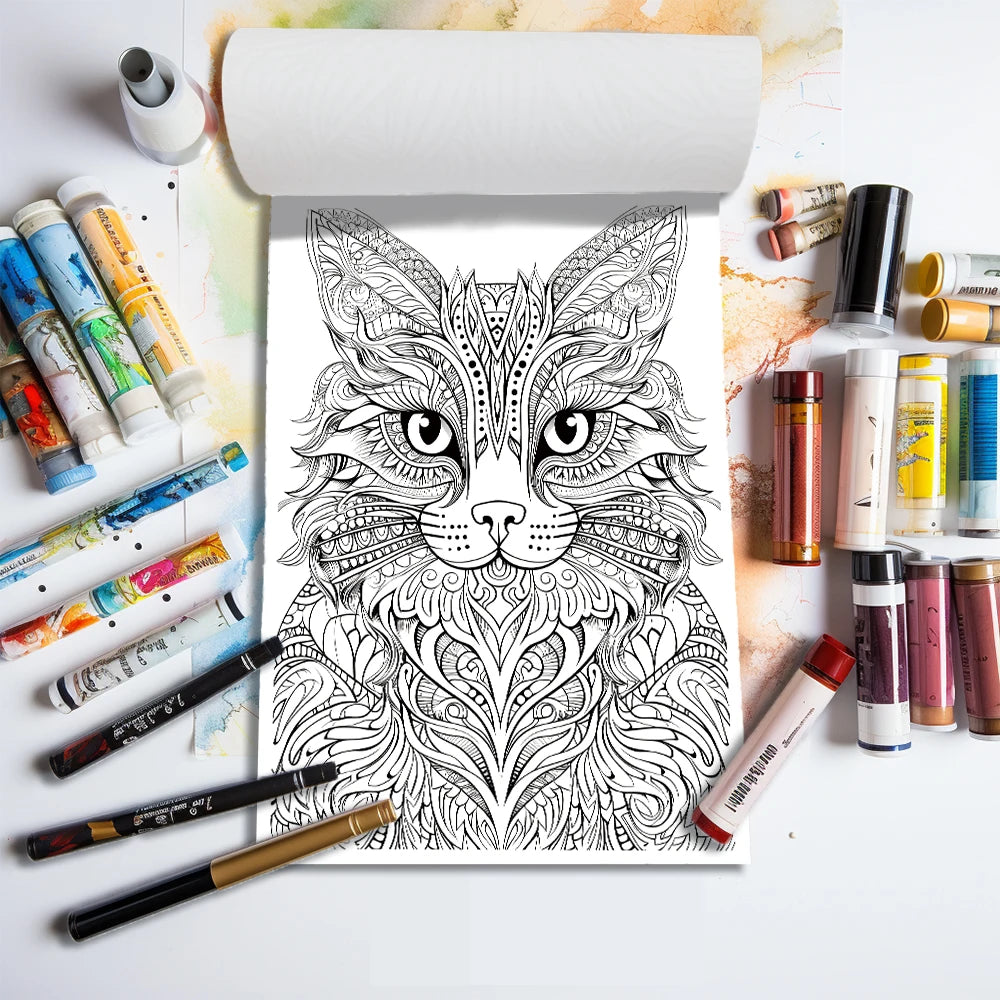 Libro para colorear de gatos elegantes, tamaño A4, 100 g/m², para adolescentes y adultos