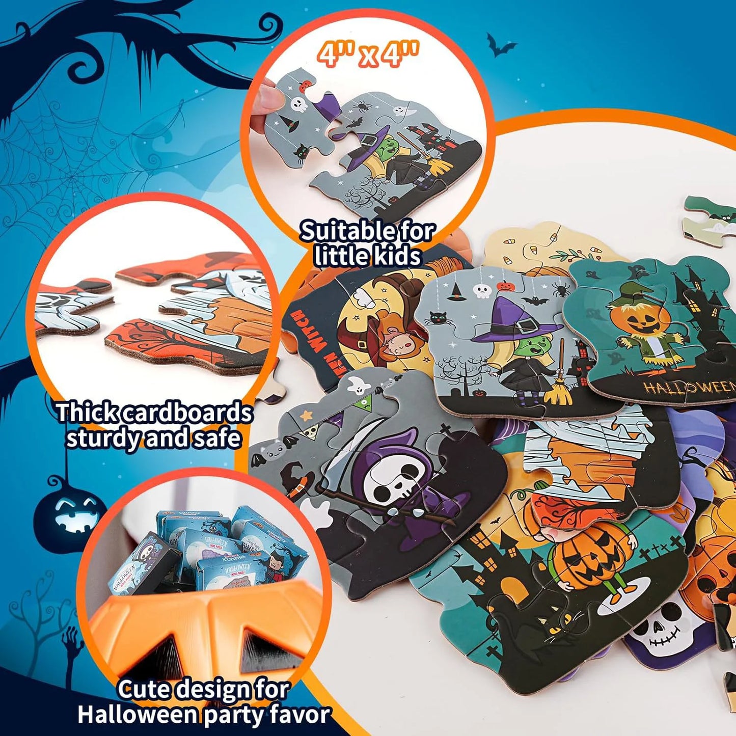 24 Puzzles d'Halloween : Fantôme, Citrouille, Sorcière