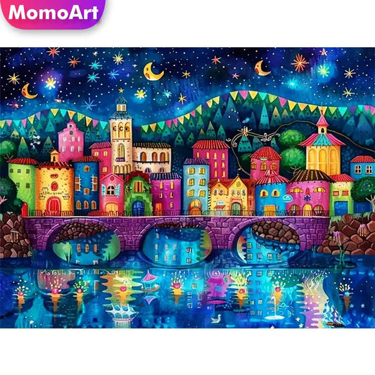 Peinture à diamants ville colorée