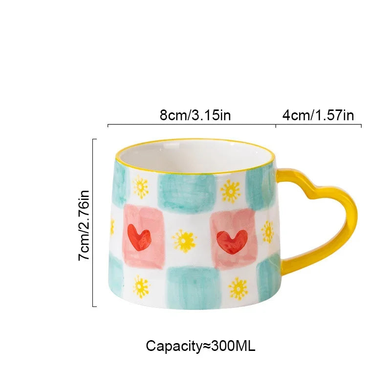 Cute Handmade Ceramic Mug 300ml Little Love Hearts