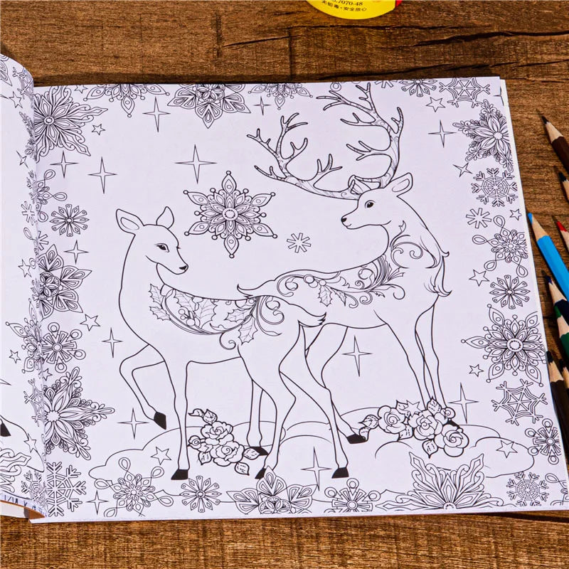 Magical winter coloring book, Christmas picture book, winter-themed coloring pages