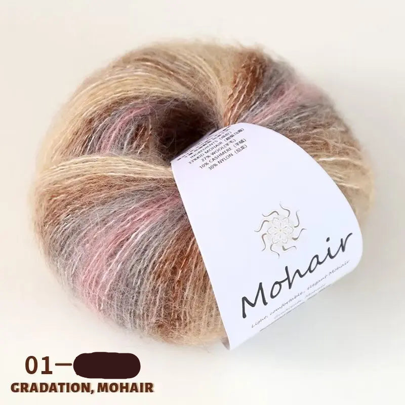 Ovillo de lana Mohair suave 25gr Degradado