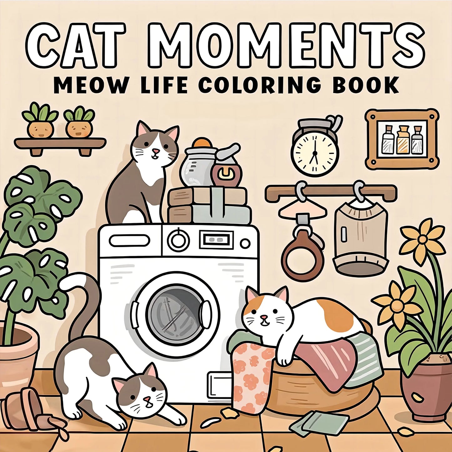 Cat Moments Coloring Book Cute and Simple Designs