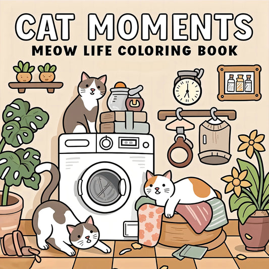 Cat Moments Coloring Book Cute and Simple Designs