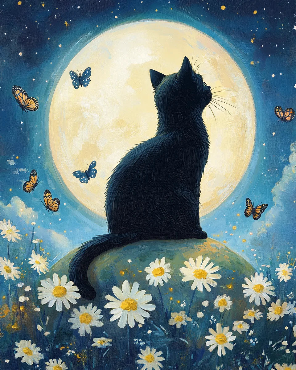 Pintura por números gato en flores