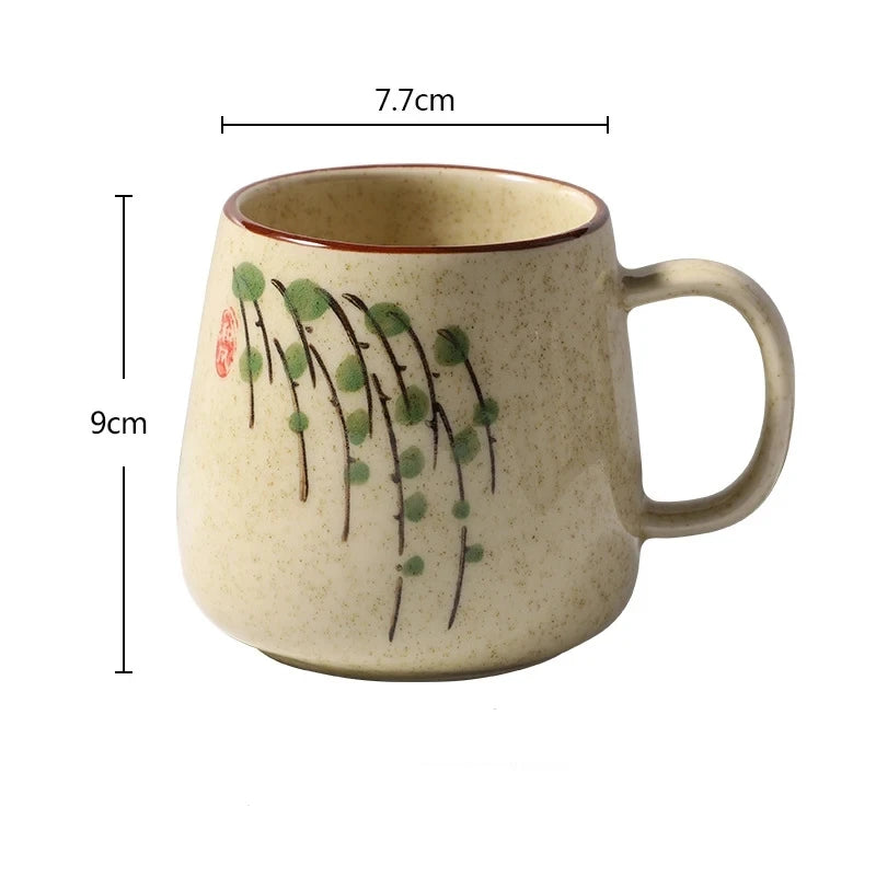 380ml Retro Japanese Style Mug with or without Lid and Spoon