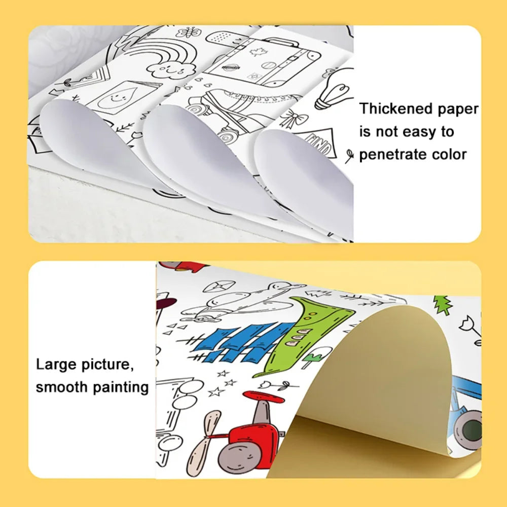 Rouleaux de papier à coloriage 12/6/3M pour enfants