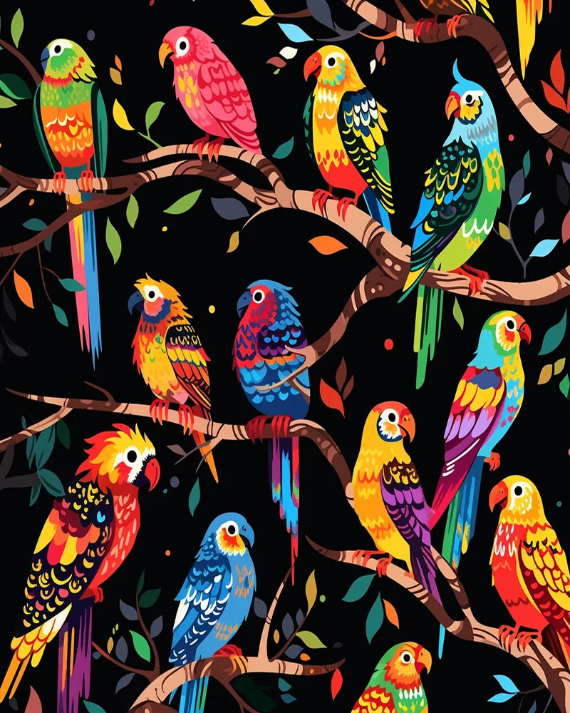 Painting by numbers Parrots