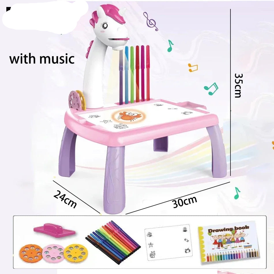 Mesa de dibujo infantil de unicornio