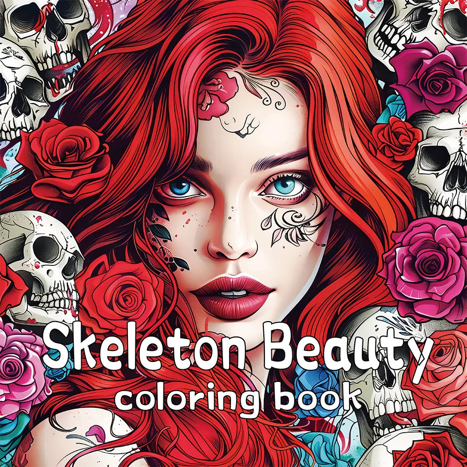 Livre de coloriage Skeleton Beauty, modèles uniques de crâne