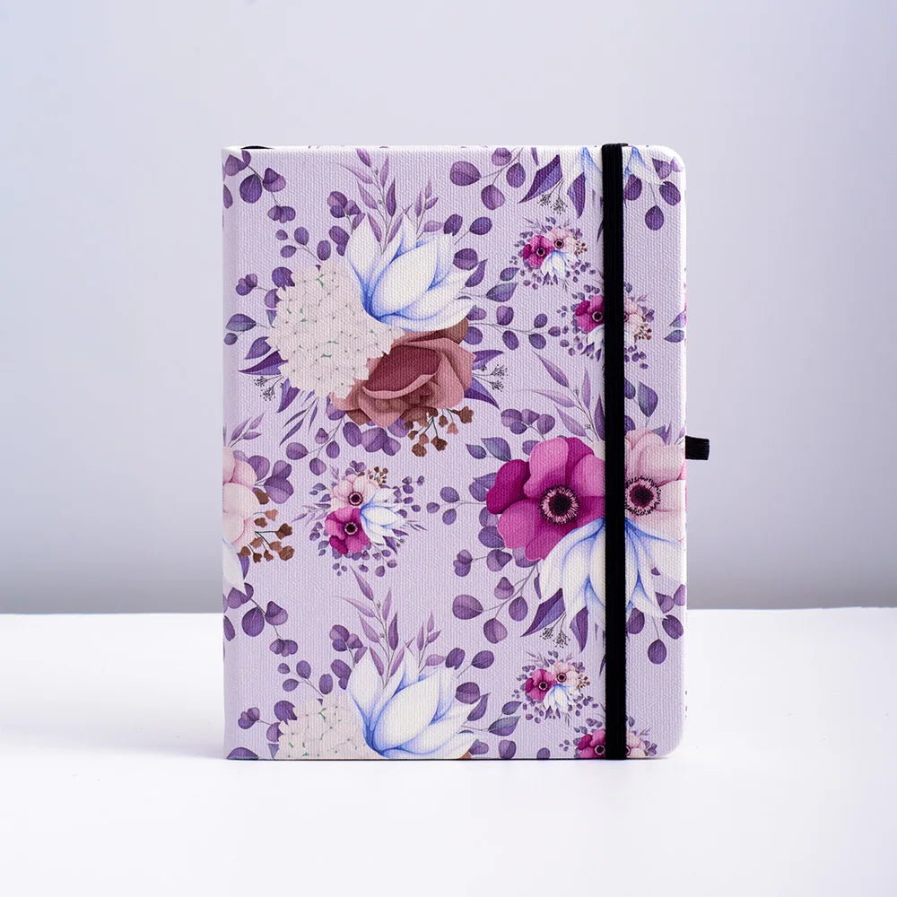 B6 Floral Dotted Bullet Journal Notebook with Elastic Band