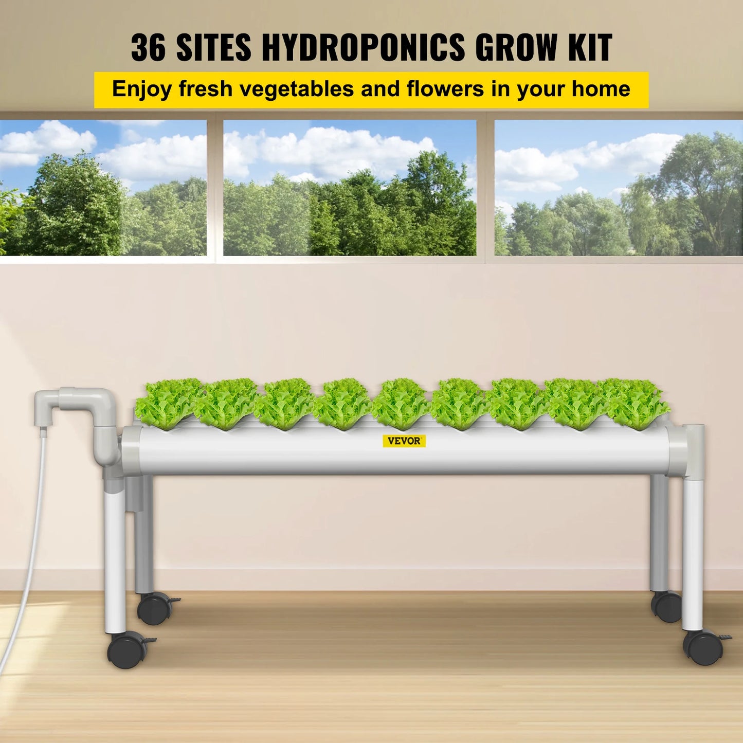 VEVOR Hydroponic System 36/54/72/90/108 Slots 1/2/3/4 Tiers 4/6/8/10/12 Tubes