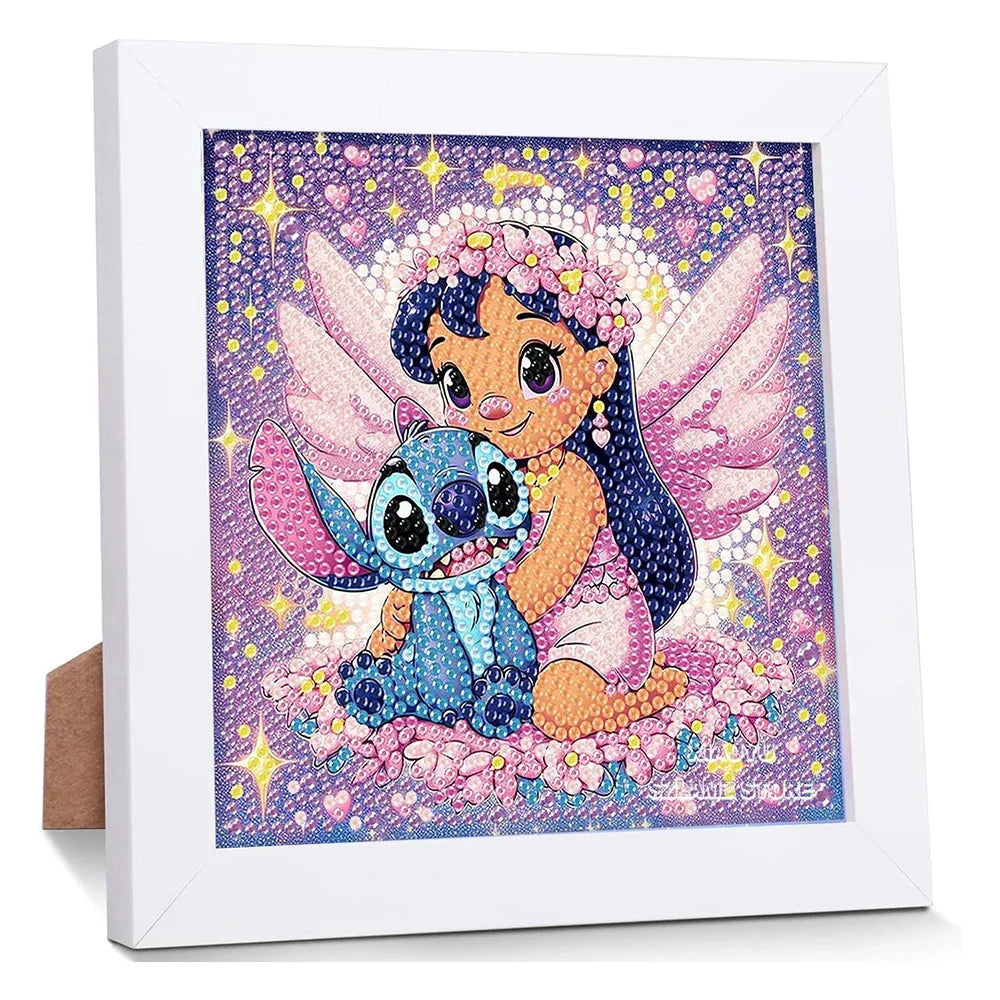 Peintures à diamants pour enfant Stitch avec cadre