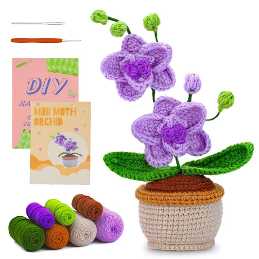 Kit de crochet para hacer orquídeas moradas